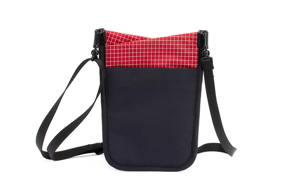 The rear of the P.I.K.A. Pouch in Iberian (red with white gridding) 200 Halcyon.